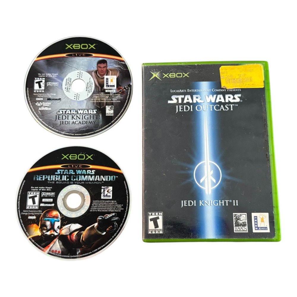 Star Wars Jedi Academy Jedi Outcast Republic Commando Xbox Video Games Lot 3